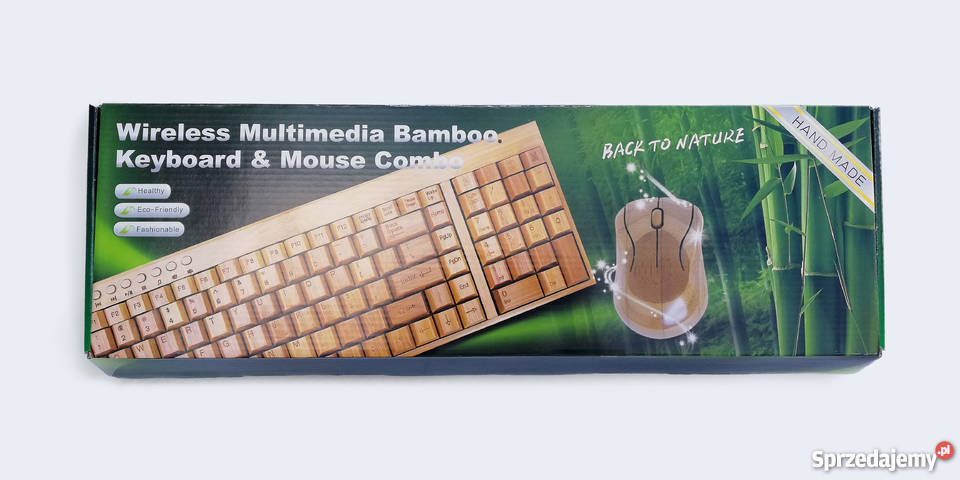PROMOCJA bambusowa KLAWIATURA i mysz ZESTAW mała