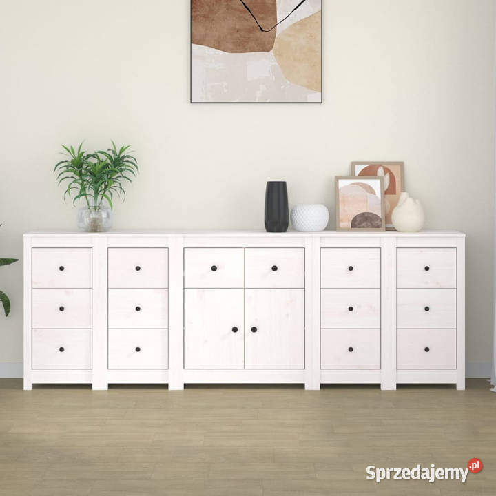 Szafka biała 230x35x80 lite drewno sosnowe