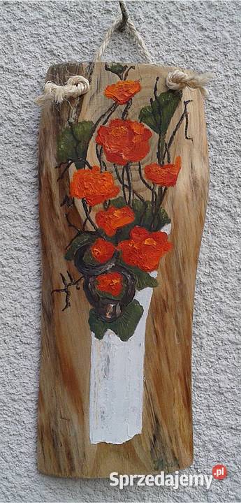 Obraz olejny na desce kwiaty Rydułtowy sprzedam