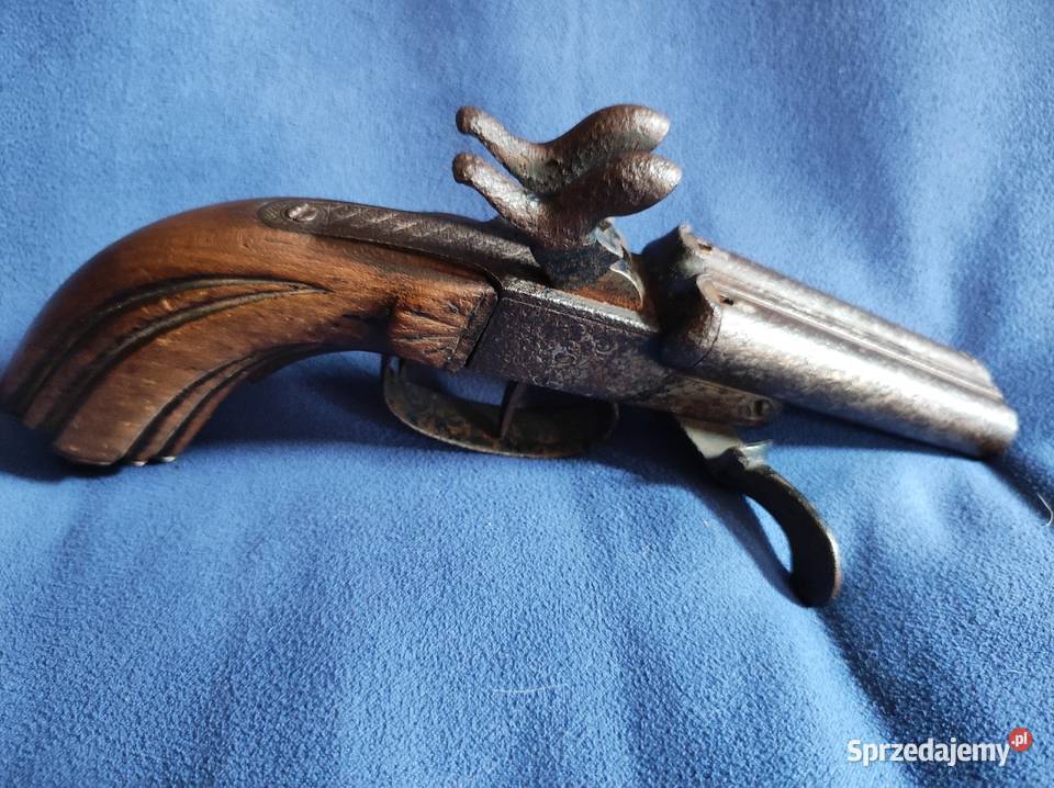 Pistolet dwulufowy zdobny zabytek XVIIIXIX Wrocław