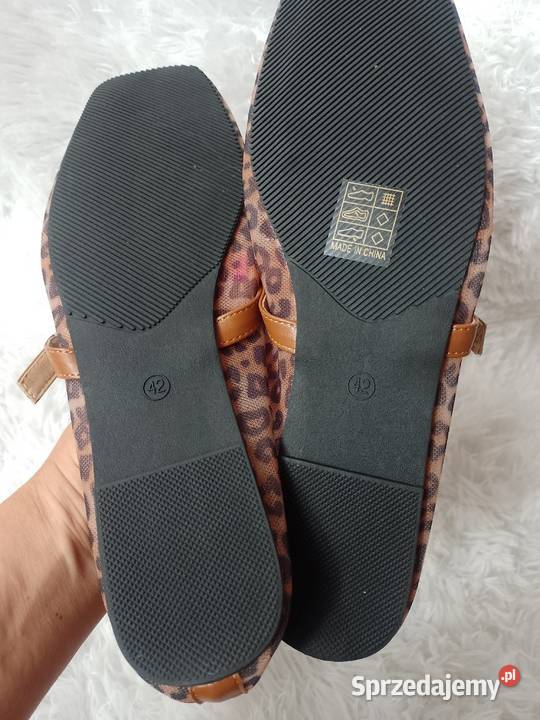 4142 Panterkowe baleriny z zapięciem NOWE inna Moda i Styl Kraków