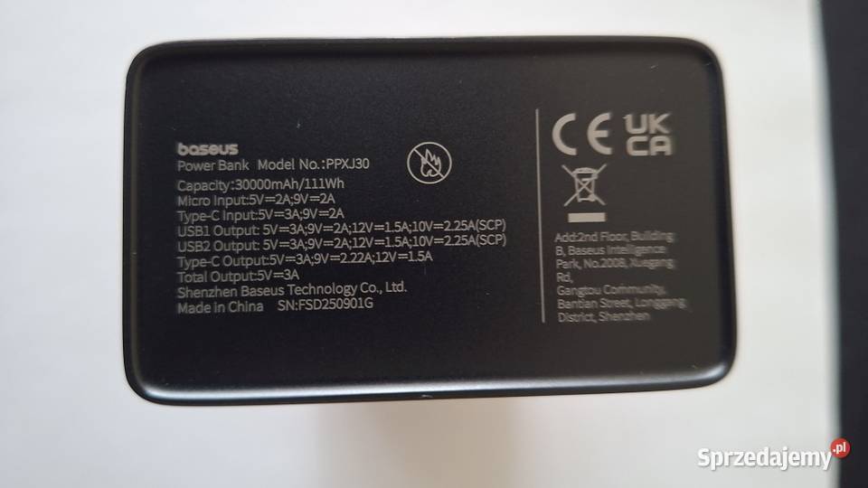 BASEUS Power Bank mocny szybki pojemny 30000mAh lubuskie Zielona Góra sprzedam