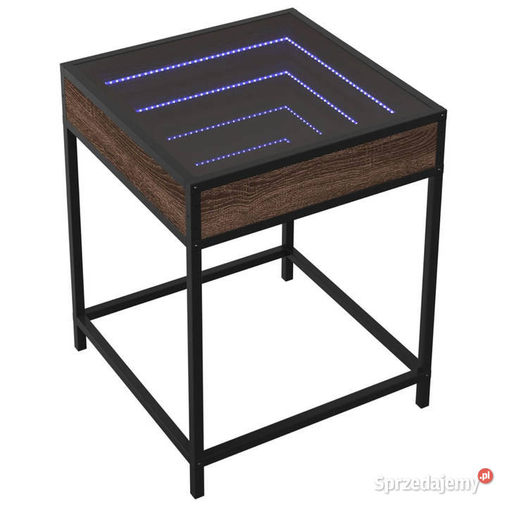 Stolik nocny z LED Infinity brązowy dąb 40x40x51 Warszawa