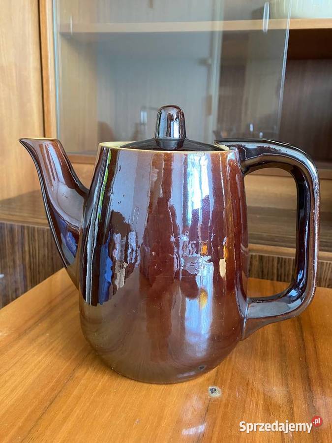 Czajnik imbryk duży porcelit PRL szkliwiony Nisko