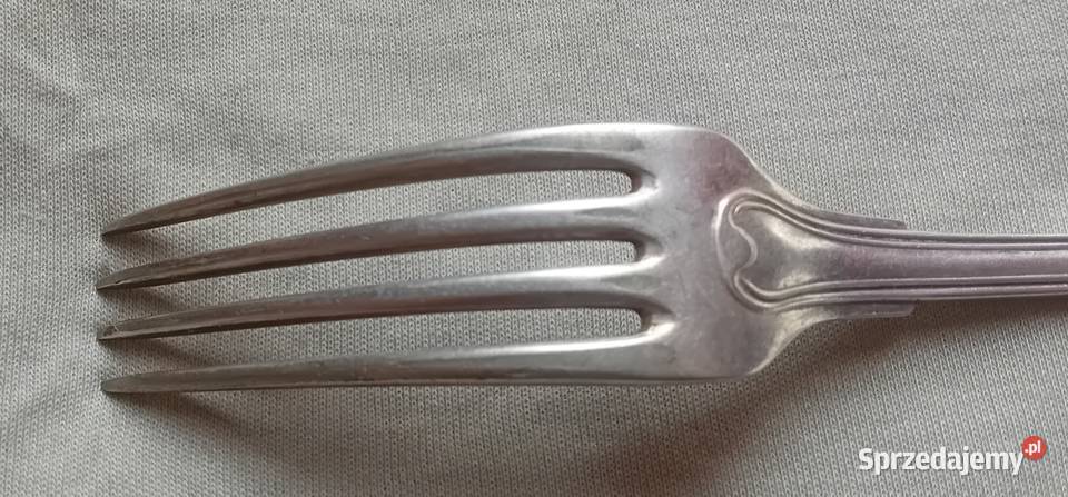 Platerowany secesyjny widelec JJC z monogramem