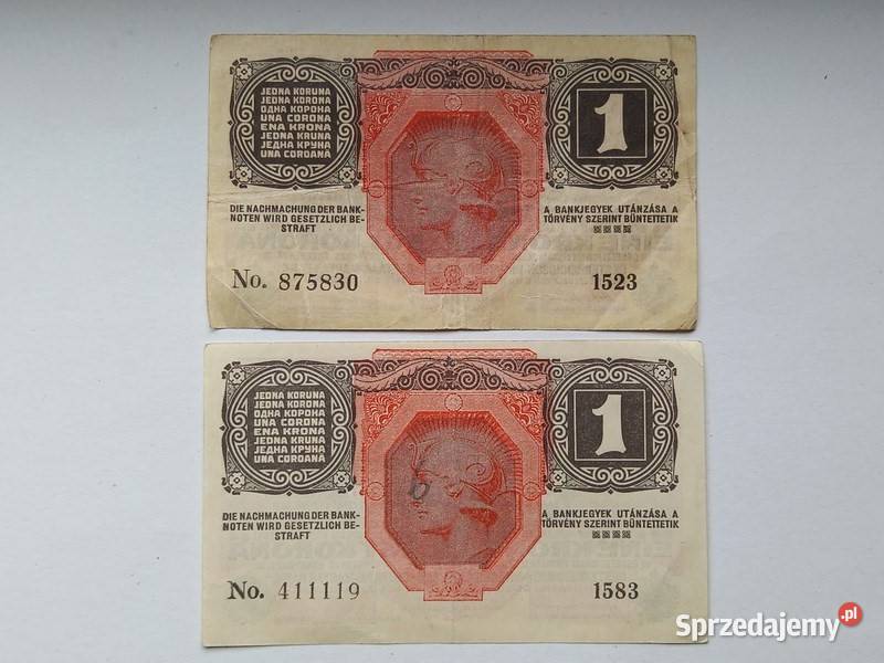 Banknoty 1koron AustroWegry z nadrukiem 1 Koszalin