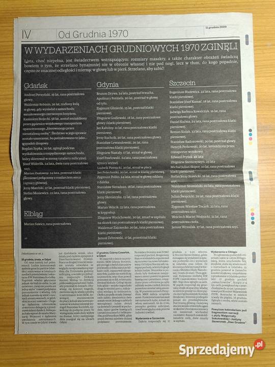 Grudzień 1970r przebieg wydarzeń na Wybrzeżu Rok wydania 1989