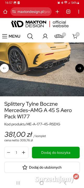 Maxton Design dokladki splitter Mercedes A 45 S nieuszkodzony