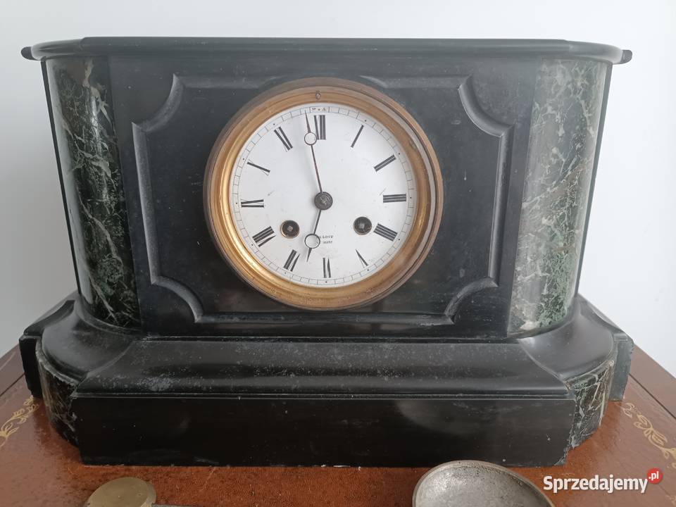 Zegar kominkowy marmur Napoleon III XIX w.