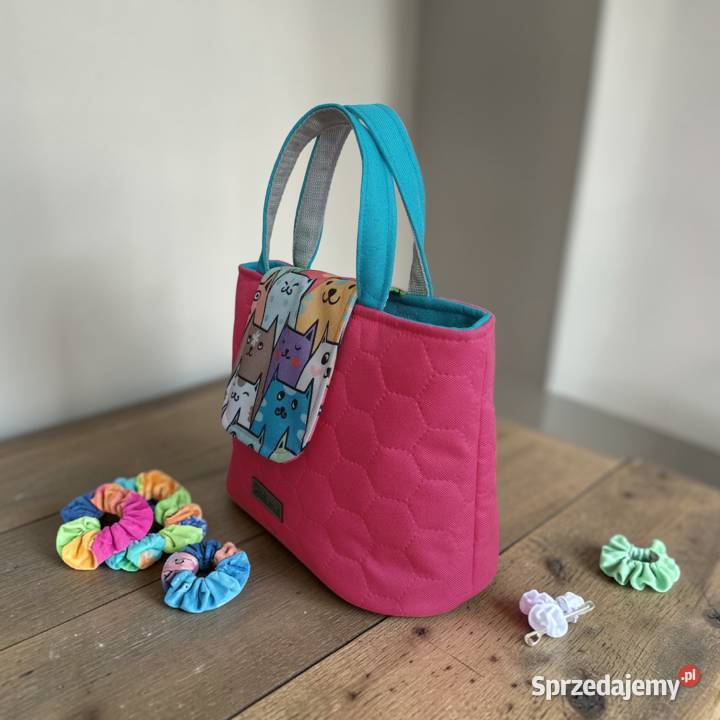 Różowa Torebka Koszyk w KOTKI handmade 13cm Kraków