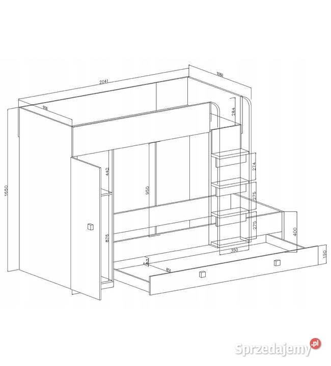 Łóżko piętrowe antresola 2 3 osobowe Toledo 2 z Tychy