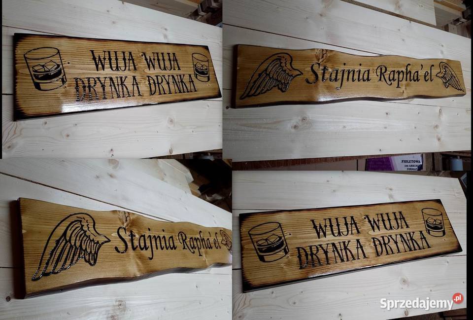 Napis na DREWNIE baner szyld tablica logo Pozostałe usługi Roczyny
