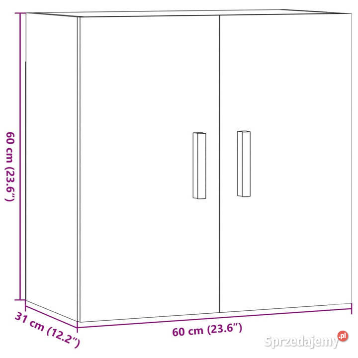 Szafka wisząca stare drewno 60x31x60 WM857069 Warszawa