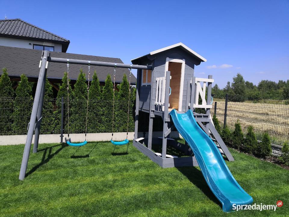 Domek plac zabaw huśtawka piaskownia ścianka Kawnice