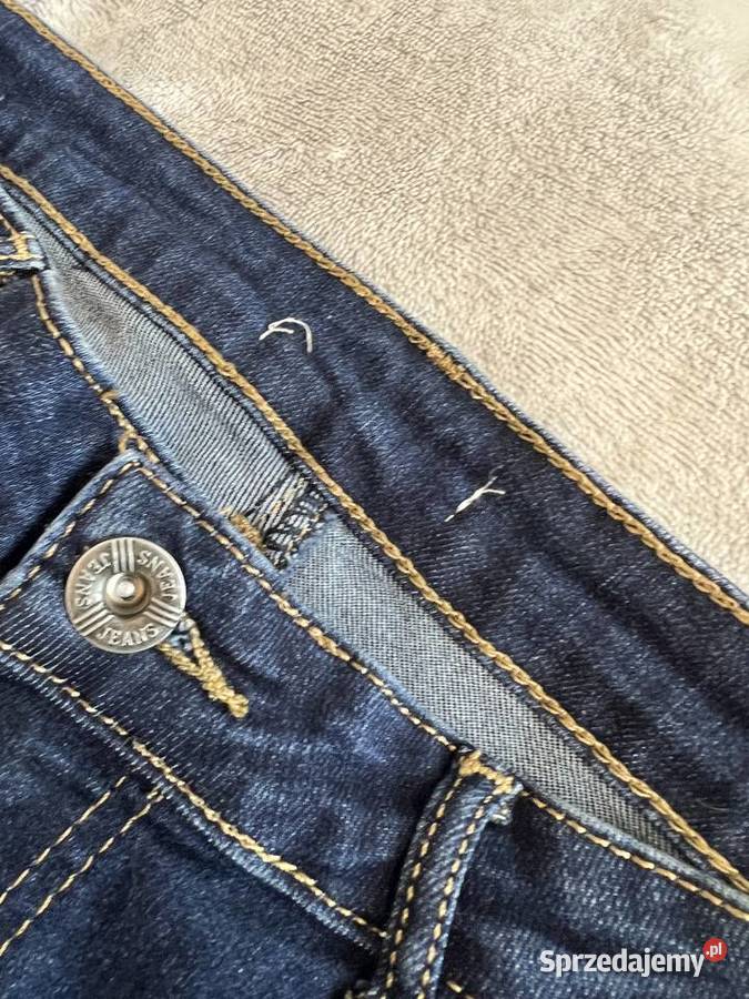 Jeansy dżinsy skinny niebieskie z czerwonymi Długie Jasło