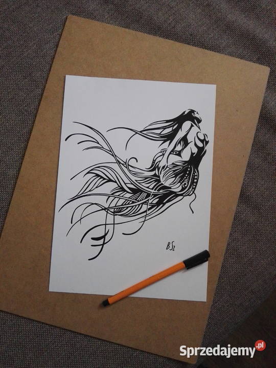 Rysunek kobietameduza cienkopis A4 250gm2 Malarstwo Warszawa