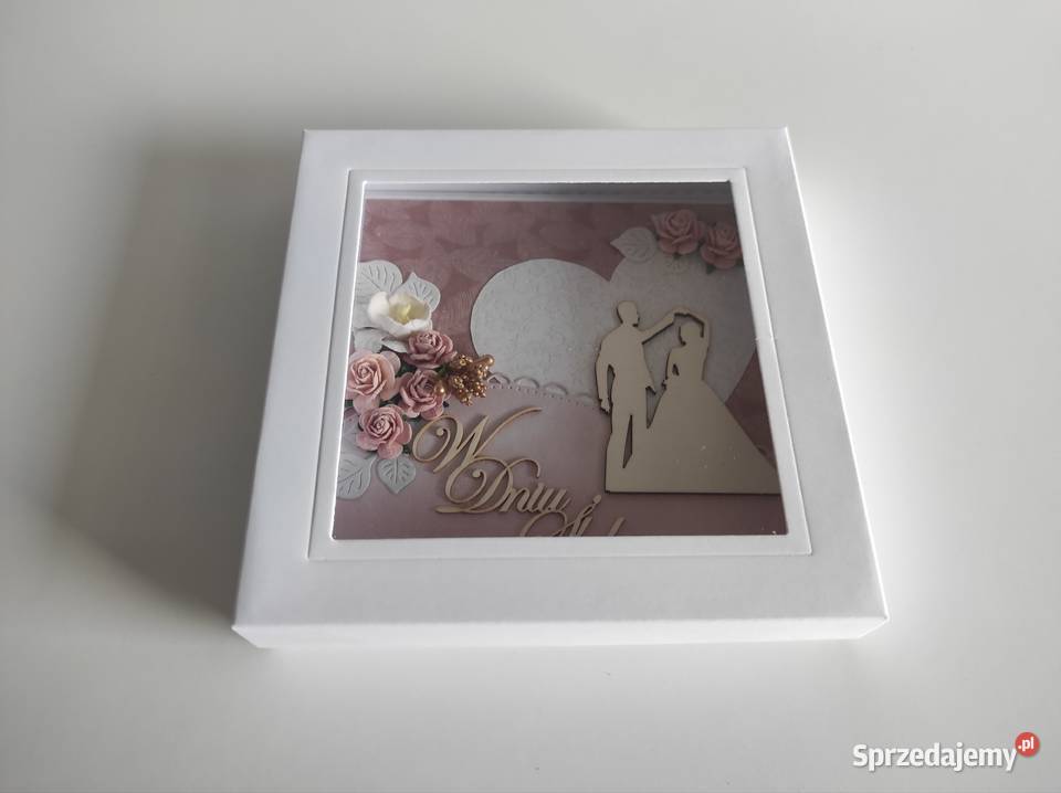 Kartka ręcznie robiona na ślub w pudełeczku Łódź sprzedam