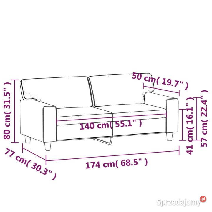 2osobowa sofa kolor cappuccino 140 sztuczna Sofy i kanapy Warszawa