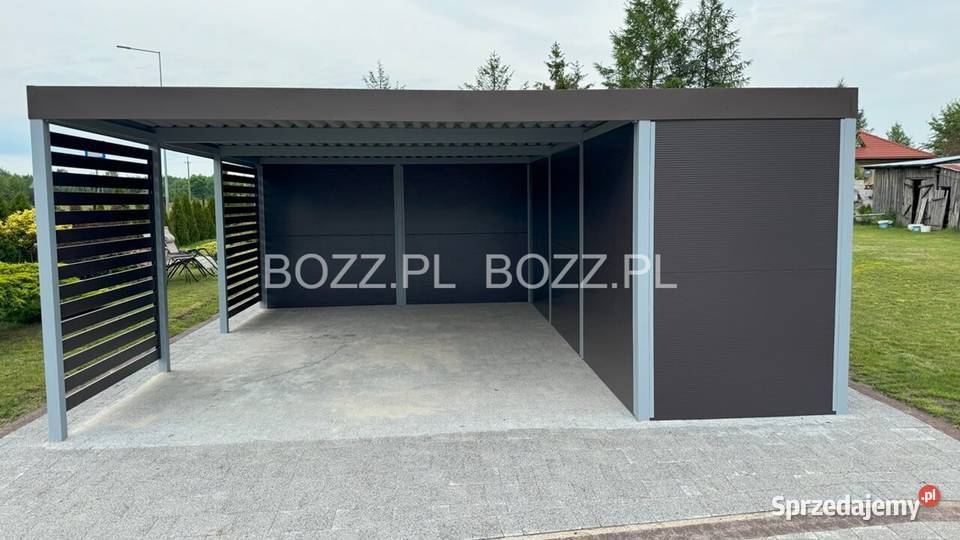 Wiata garażowa na 1 samochód z 2 pomieszczeniami Katowice