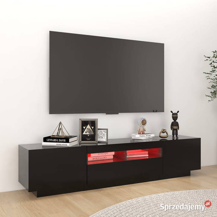 Szafka pod TV z oświetleniem LED czarna mazowieckie Warszawa