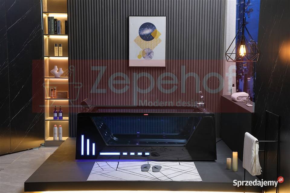 Czarna wanna z hydromasażem BC607 Schwarz Grabówka