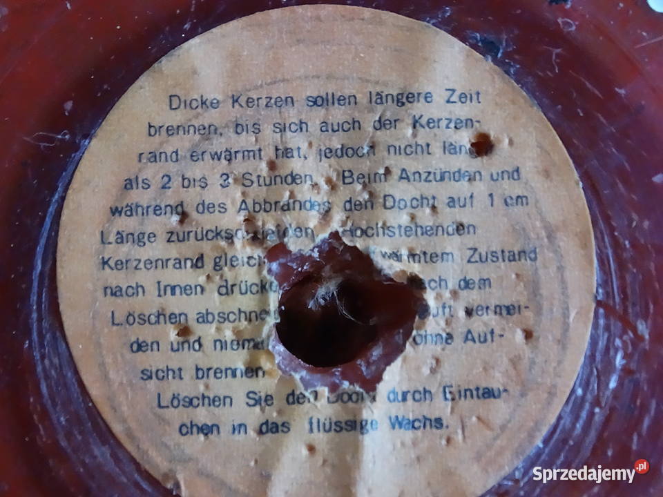 Duża rzeźbiona świeca ozdobna VINTAGE Czerwona Biłgoraj