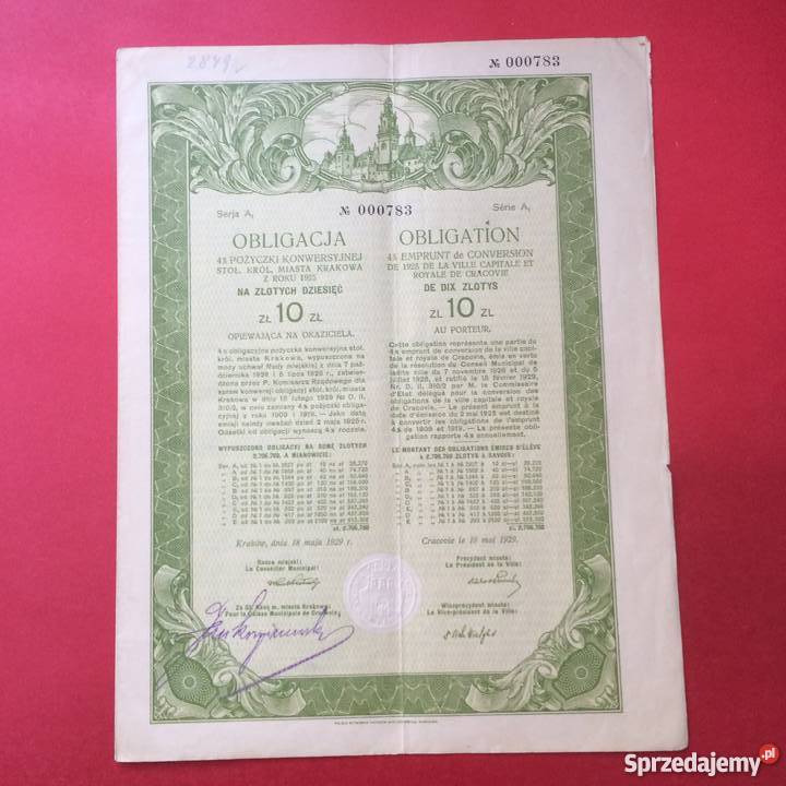 Obligacja 3 Antyki, Sztuka, Kolekcje Szczecin