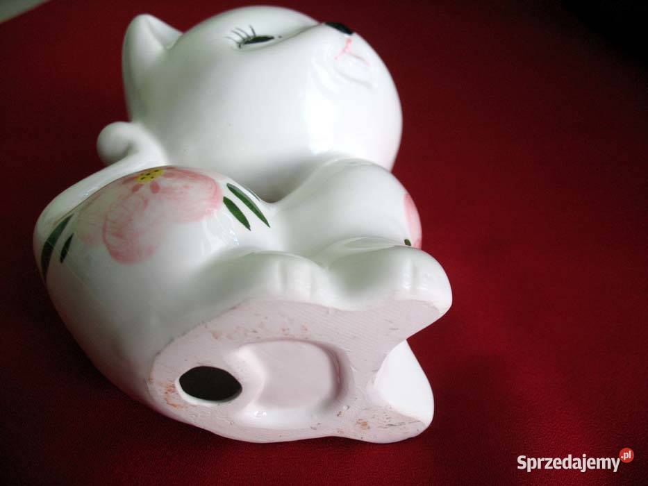 Kot ręcznie malowany kotek Figurka porcelana 14 mazowieckie Siedlce