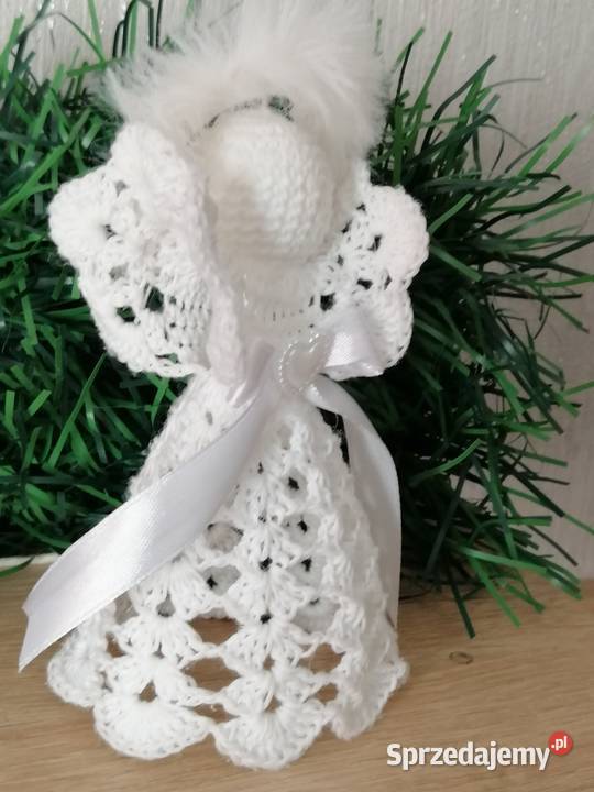 Aniołek biały szydelkowy na choinkę Dekoracja biały Katowice
