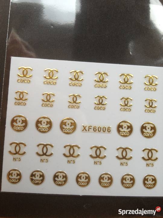 naklejki 3D na paznokcie złote chanel Leszno