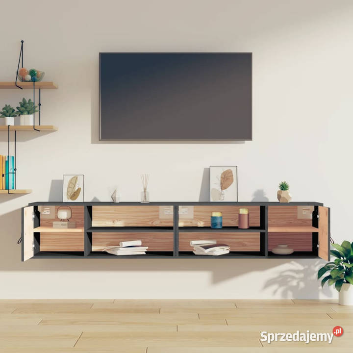 Szafki ścienne 2 szare 80x30x30 lite drewno Warszawa