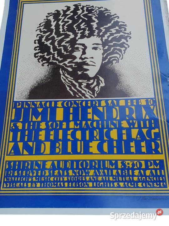 Stary plakat koncertowy Jimi Hendrix John Van Cieszyn