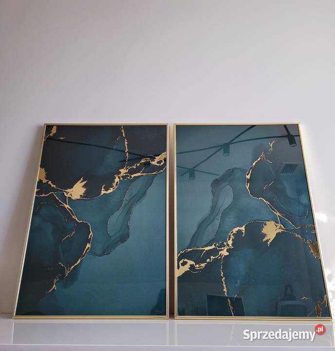 Zielony marmur złoty 2 plakaty 50 x 70 2 złote Liszki