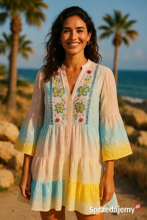 Tunika damska PLUS SIZE plażówka bawełna Bluzki i koszule Wieluń