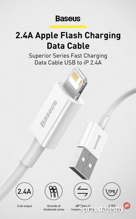 Kabel USB Lightning 2m 24A mocny przewód do Siemianowice Śląskie