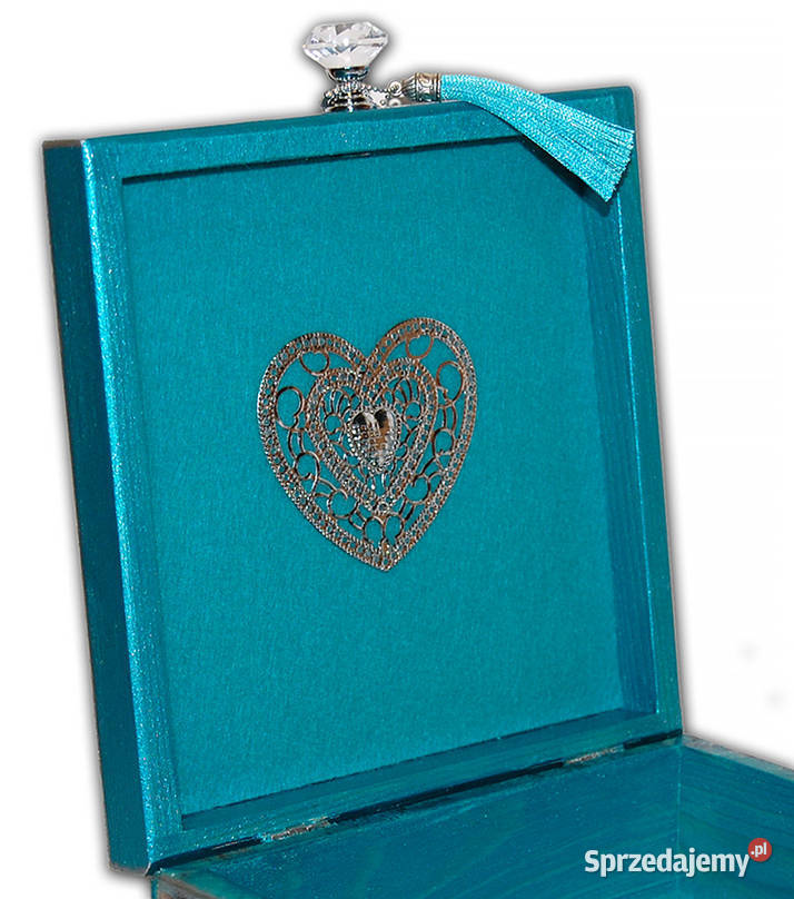 SZKATUŁKA drewniana HOWLIT blue turkus srebro odcienie błękitu Bydgoszcz