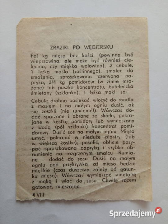 Kartka z kalendarza 4 sierpnia 1987r śląskie sprzedam
