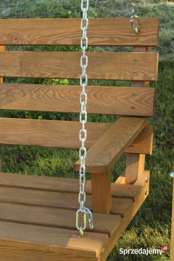 Huśtawka ogrodowa 3 os półki drewniana sosnowa podkarpackie Przyszów