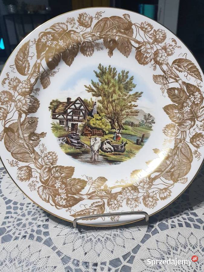 Talerz ozdobny ANGIELSKI wiejskie siedlisko Wola Podłężna