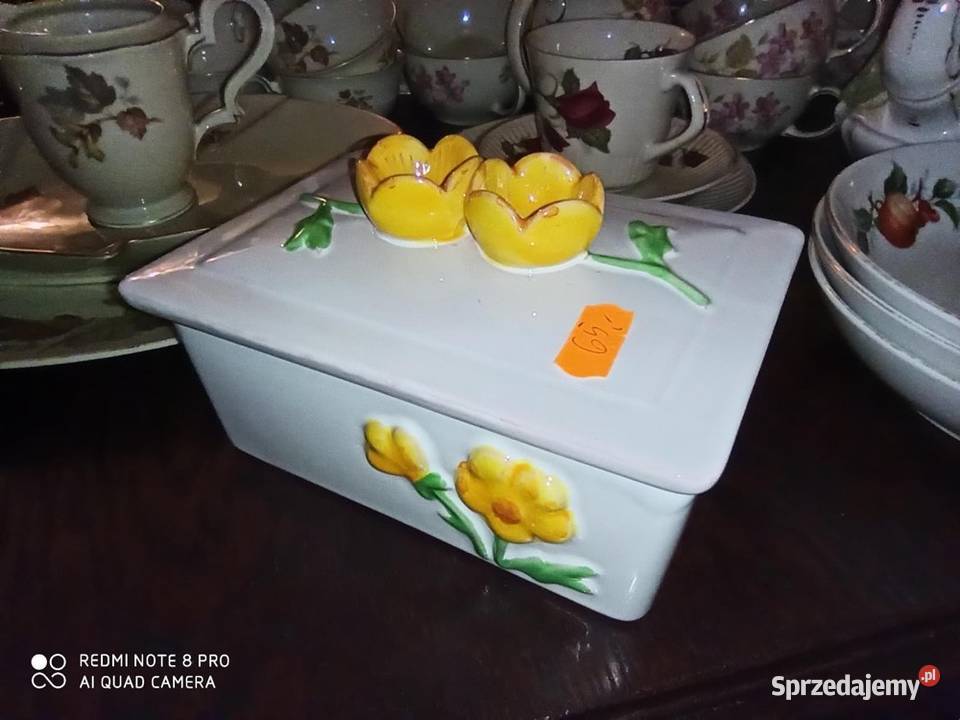 Puzdro z pokrywką żółte kwiatki Gdańsk sprzedam
