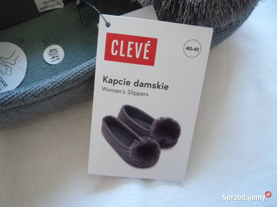 Nowe Cleve 40 Szare Kapcie damskie Podeszwa Szczecin sprzedam