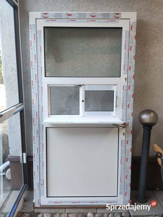 drzwi aluminiowe z oknem do apteki szkoły baru sprzedam
