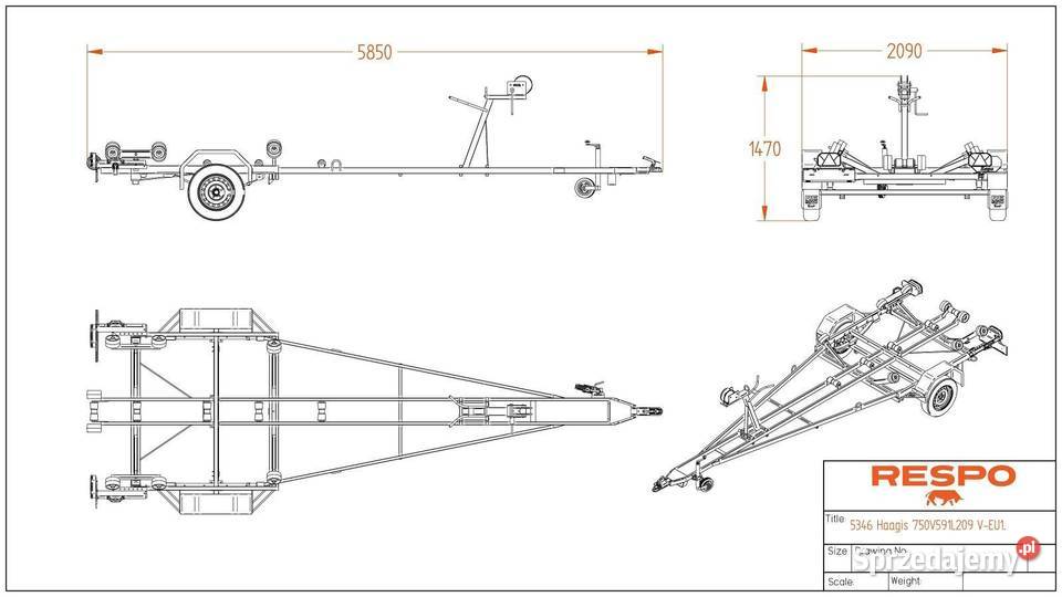 Przyczepa podlodziowa respo 750V591L209 szeroka