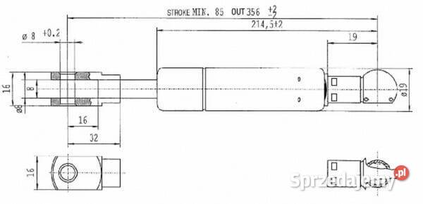 Sprężyna gazowa L356 mm 900N Stabilus CA792640 Kamionna sprzedam