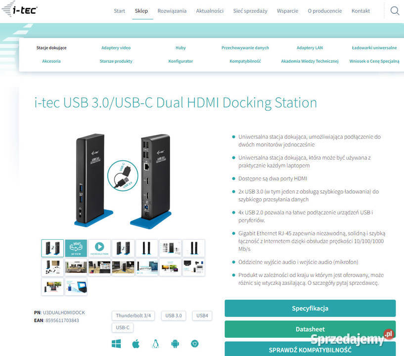 Stacja dokująca itec USB 30 USBC 2x HDMI Kraków