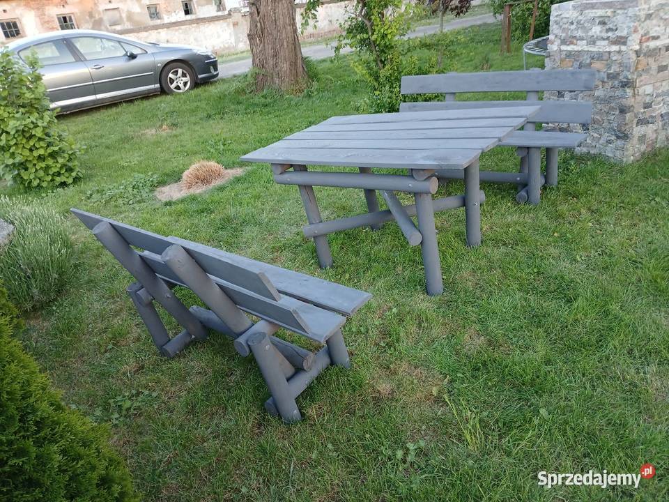 Ławki stolik ogrodowy zestaw drewno Września