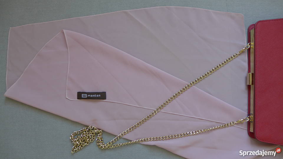 MONTON różowa chusta gawroszka apaszka delikatna Warszawa