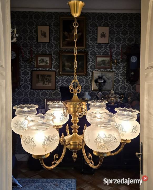 Duży Mosiężny Żyrandol Pałacowy Lampa wisząca do wielkopolskie