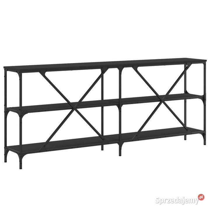 Stolik konsolowy czarny 180x30x75 materiał