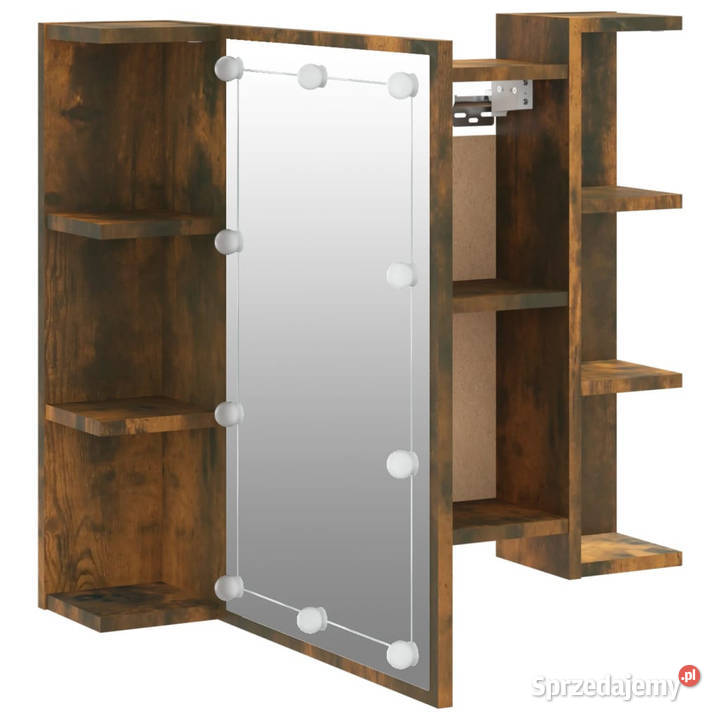Szafka z lustrem i LED opalany dąb 70x165x60 Łazienkowe Warszawa